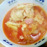 キャベツと鶏皮の蒸煮/ピリ辛トマト中華味